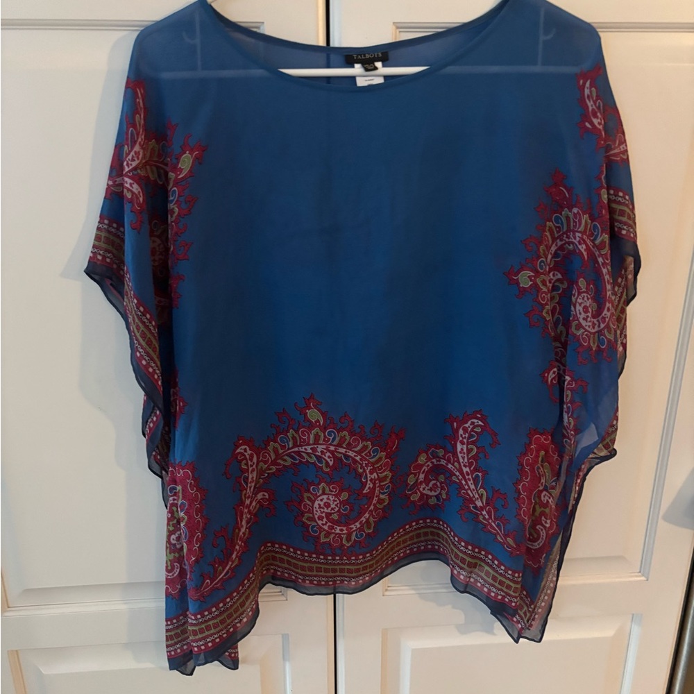 Talbots Dream paisley silk‎ poncho XS/S.